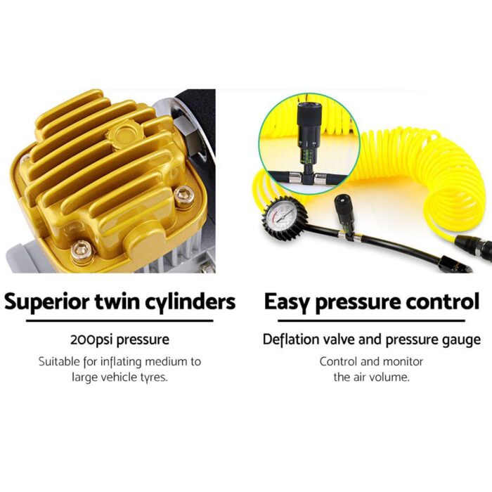 Giantz Air Compressor 12V 4x4 Tyre 200L/MIN Deflator Inflator Car Truck Portable - Image 5