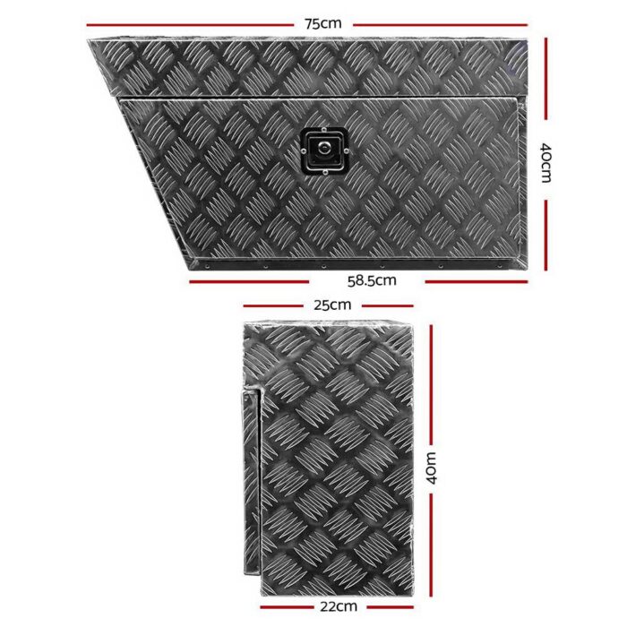 Giantz Aluminium Ute Tool Box Pair of Toolbox Tray Vehicle Storage Lock - Image 3