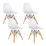 Artiss Set of 4 Retro Beech Wood Dining Chair - White - Image 2