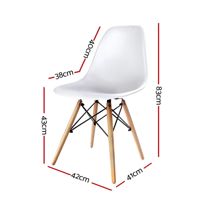 Artiss Set of 4 Retro Beech Wood Dining Chair - White - Image 3