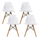 Artiss Set of 4 Retro Beech Wood Dining Chair - White - Image 4