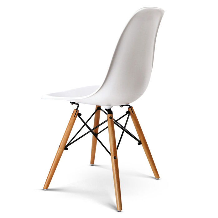 Artiss Set of 4 Retro Beech Wood Dining Chair - White - Image 5