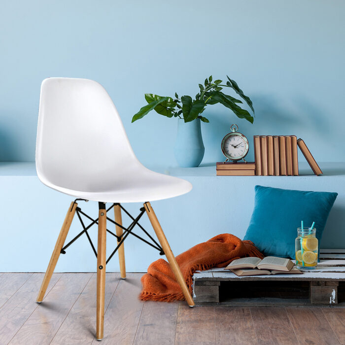 Artiss Set of 4 Retro Beech Wood Dining Chair - White - Image 7