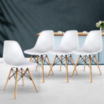 Artiss Set of 4 Retro Beech Wood Dining Chair - White