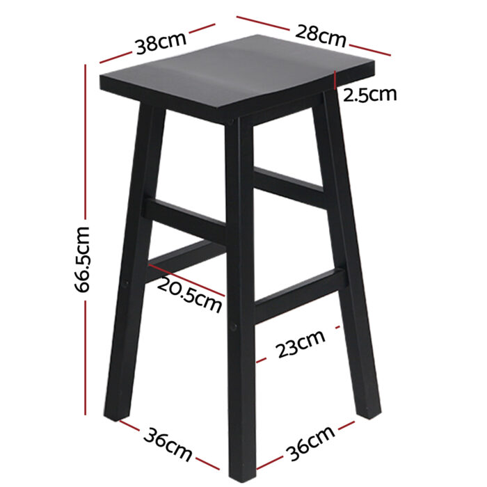 Artiss Bar Stools Kitchen Counter Stools Wooden Chairs Black x2 - Image 6