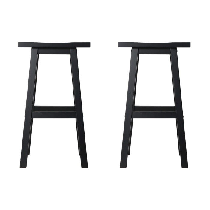 Artiss Bar Stools Kitchen Counter Stools Wooden Chairs Black x2 - Image 5