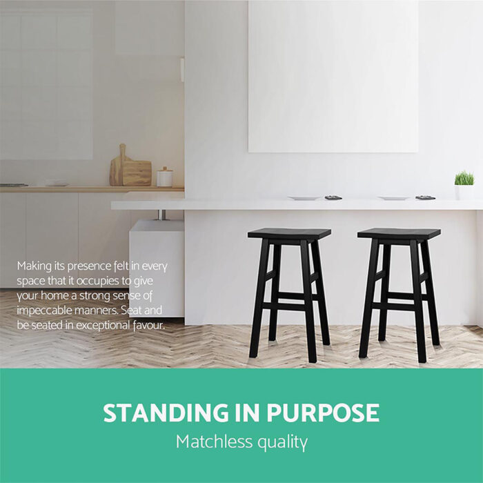 Artiss Bar Stools Kitchen Counter Stools Wooden Chairs Black x2 - Image 4