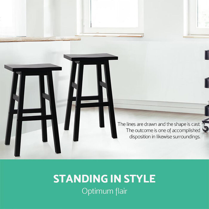 Artiss Bar Stools Kitchen Counter Stools Wooden Chairs Black x2 - Image 3
