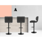 Artiss 2x Bar Stools Gas Lift Leather Padded Grey - Image 6