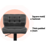 Artiss 2x Bar Stools Gas Lift Leather Padded Grey - Image 7