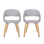 Artiss Set of 2 Timber Wood and Fabric Dining Chairs - Light Grey - Image 4