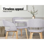 Artiss Set of 2 Timber Wood and Fabric Dining Chairs - Light Grey - Image 5
