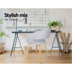 Artiss Set of 2 Timber Wood and Fabric Dining Chairs - Light Grey - Image 6