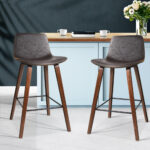 Artiss Bar Stools Kitchen Counter Barstools Leather Wooden Chairs x2