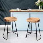 Artiss 2x Bar Stools Tractor Seat 65cm Wooden