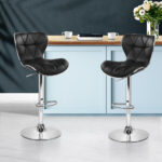 Artiss Black PU Leather Bar Stools Set of 2 with Gas Lift
