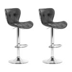 Artiss Set of 2 PU Leather Patterned Bar Stools - Grey and Chrome - Image 2