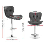 Artiss Set of 2 PU Leather Patterned Bar Stools - Grey and Chrome - Image 3