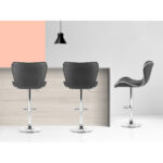 Artiss Set of 2 PU Leather Patterned Bar Stools - Grey and Chrome - Image 6