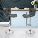 Artiss Set of 2 PU Leather Patterned Bar Stools - Grey and Chrome