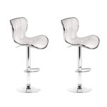 Artiss 2x Bar Stools Gas Lift Leather Seat White - Image 2