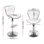 Artiss 2x Bar Stools Gas Lift Leather Seat White - Image 3