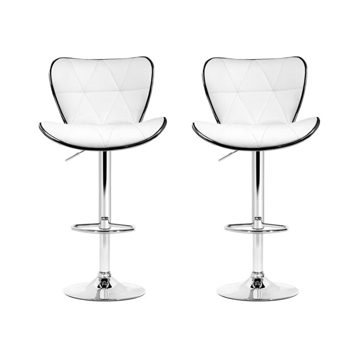 Artiss 2x Bar Stools Gas Lift Leather Seat White - Image 4