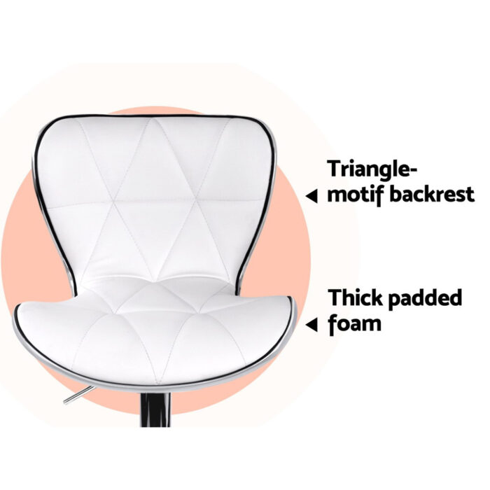 Artiss 2x Bar Stools Gas Lift Leather Seat White - Image 6