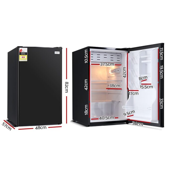 Devanti 122L Bar Fridge - Black - Image 3
