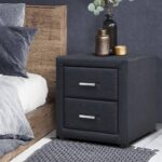 Artiss Bedside Table 2 Drawers Fabric - CADEN Charcoal