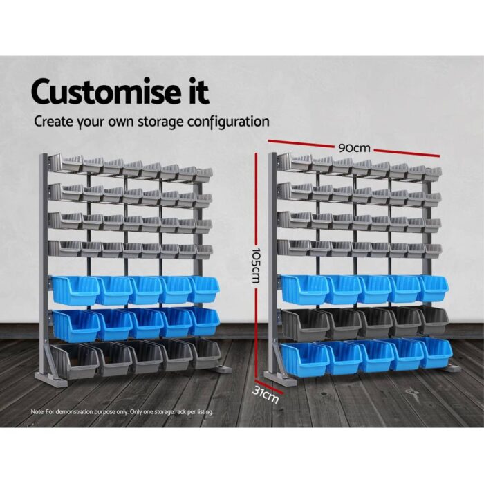 Giantz 47 Storage Bin Rack Wall Mounted Steel Stand - Image 3