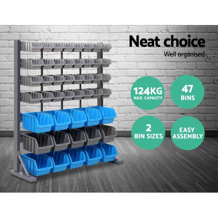 Giantz 47 Storage Bin Rack Wall Mounted Steel Stand - Image 4