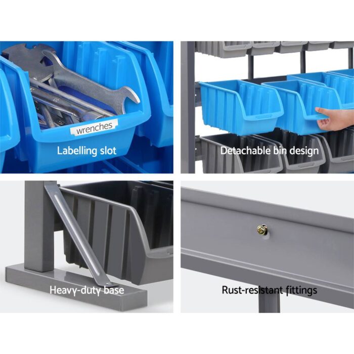 Giantz 47 Storage Bin Rack Wall Mounted Steel Stand - Image 7