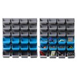 Giantz 48 Storage Bin Rack Wall Mounted Steel Board - Image 2