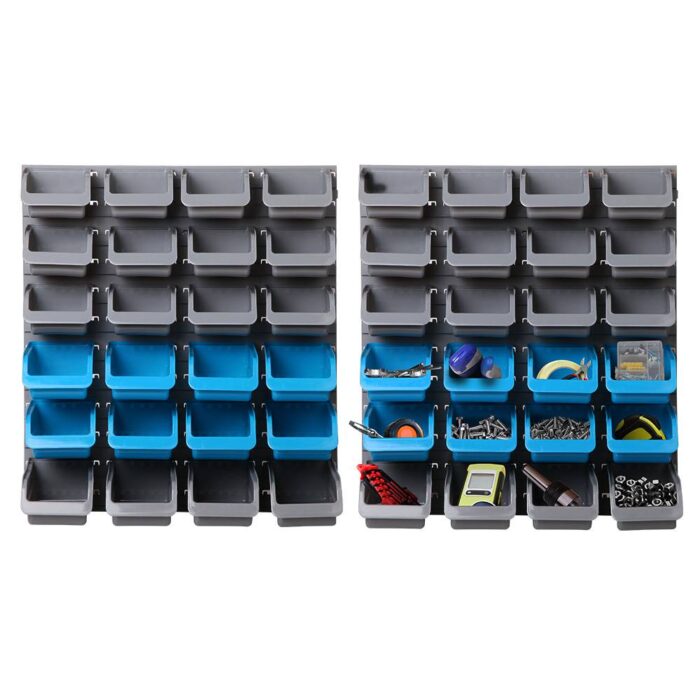 Giantz 48 Storage Bin Rack Wall Mounted Steel Board - Image 2