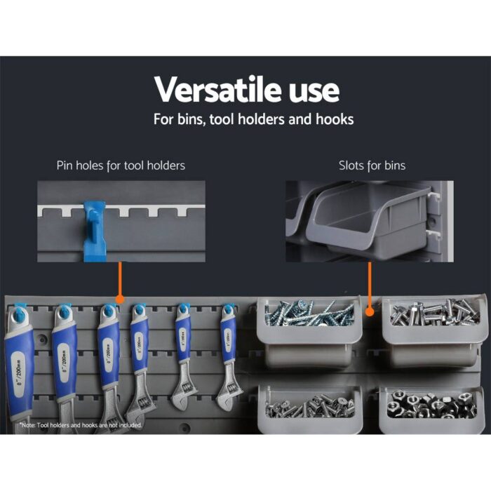 Giantz 48 Storage Bin Rack Wall Mounted Steel Board - Image 5