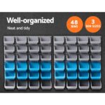 Giantz 48 Storage Bin Rack Wall Mounted Steel Board - Image 6