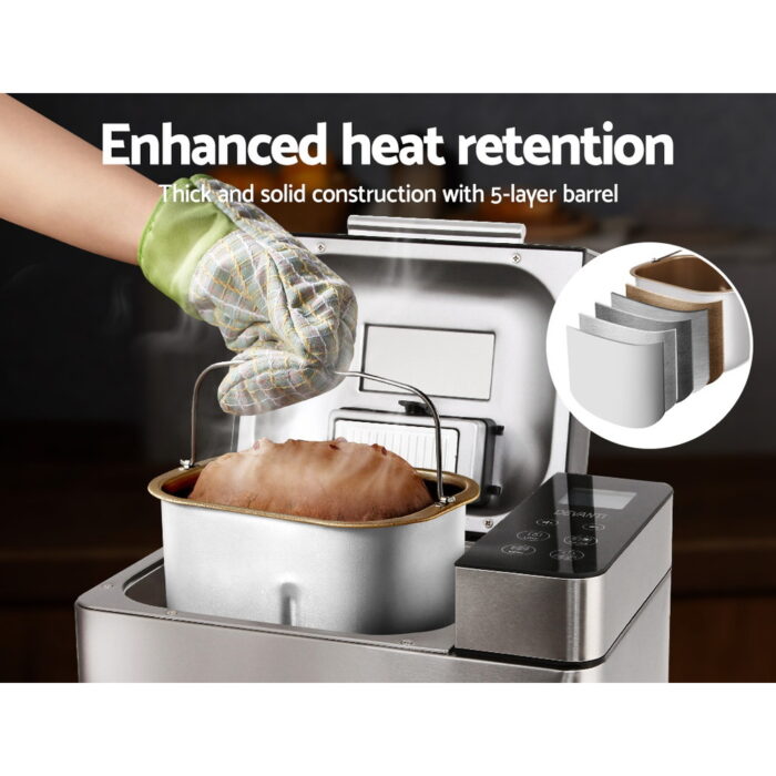 Devanti Bread Maker Machine Automatic Bakehouse Home Stainless Steel Baker Oven - Image 6