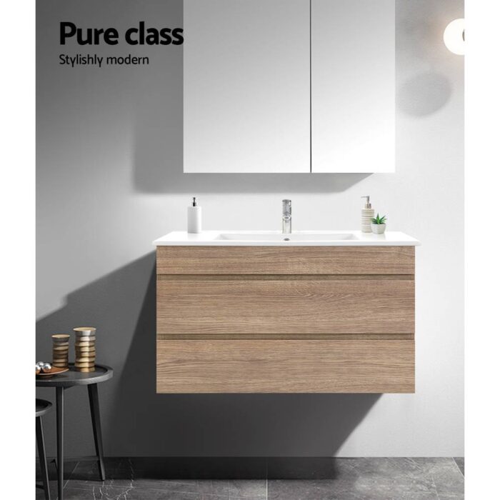 Cefito Vanity Unit 915mm with Basin Oak - Image 4