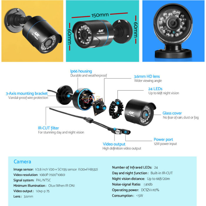 UL-tech CCTV Security System 4CH DVR 2 Cameras 1080p - Image 6