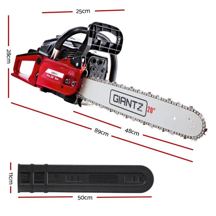 GIANTZ 52CC Petrol Commercial Chainsaw Chain Saw Bar E-Start Black - Image 3