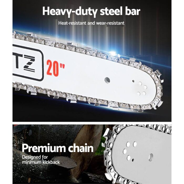 GIANTZ 52CC Petrol Commercial Chainsaw Chain Saw Bar E-Start Black - Image 5