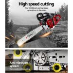 GIANTZ 52CC Petrol Commercial Chainsaw Chain Saw Bar E-Start Black - Image 6
