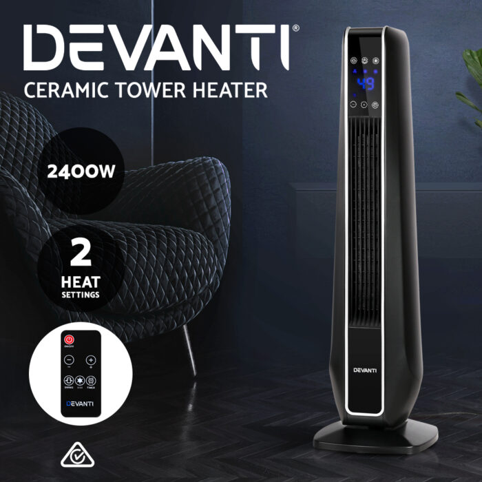 Devanti Electric Ceramic Tower Heater 2400W - Image 4