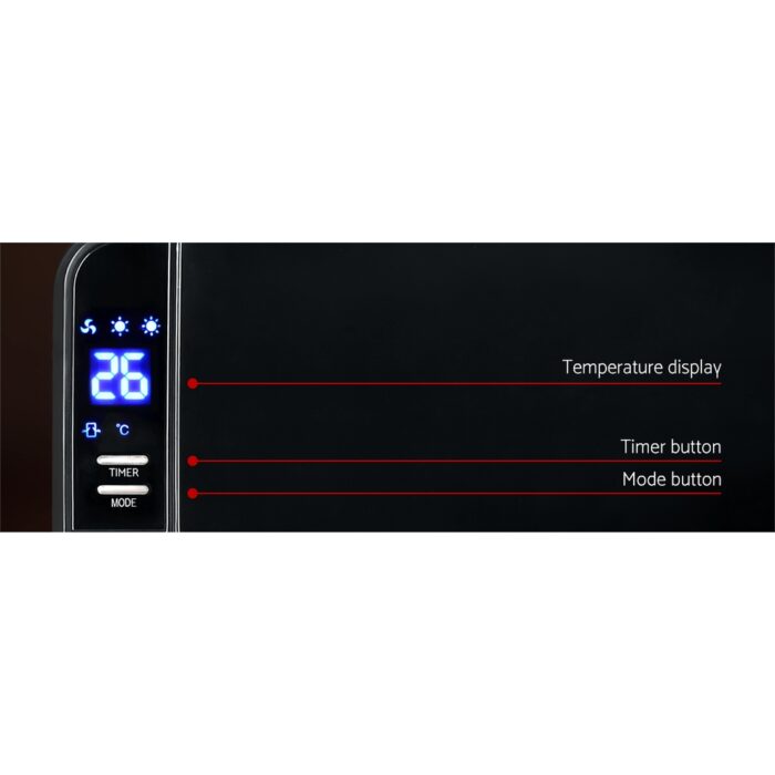Devanti 2000W Wall Mounted Panel Heater - Black - Image 7