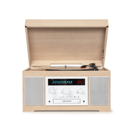 Crosley Hadyn 5-in-1 Entertainment Center in Light Wood Finish