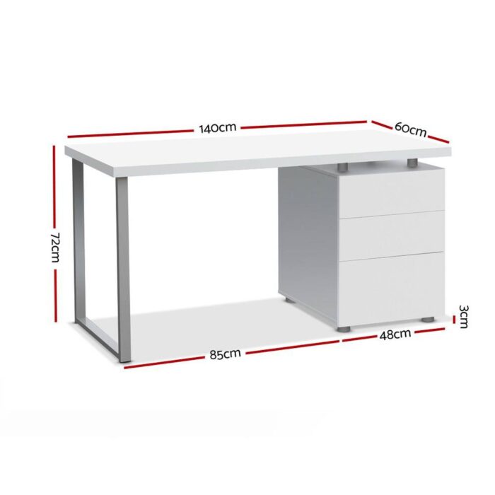 Artiss Computer Desk Drawer White 140CM - Image 3