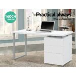 Artiss Computer Desk Drawer White 140CM - Image 6