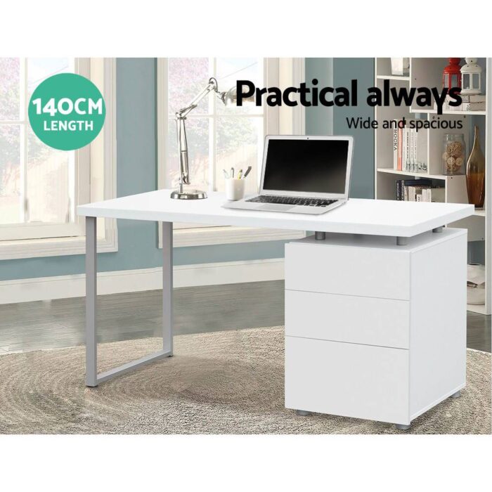 Artiss Computer Desk Drawer White 140CM - Image 6