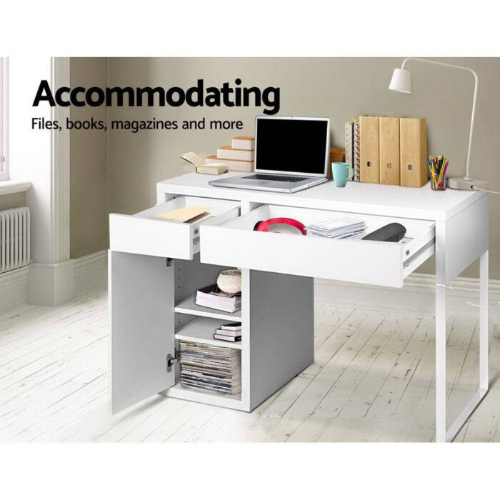 Artiss Computer Desk Drawer Cabinet White - Image 6